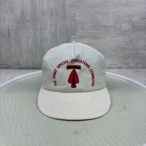 Vintage US Army Special Operations Command Hat Cap Snapback Mens OSFA White USA